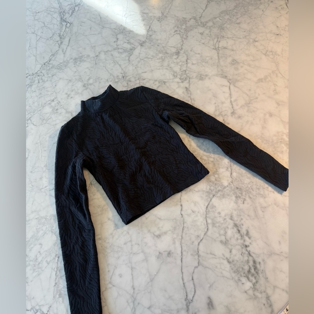 Babaton Black Textured Crop Top